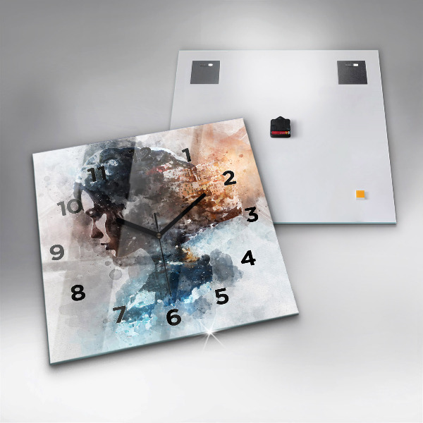 Szögletes fali üvegóra Absztrakt arcok