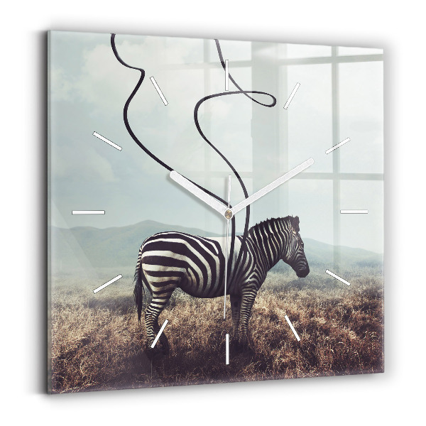Szögletes fali üvegóra Zebra – Absztrakció