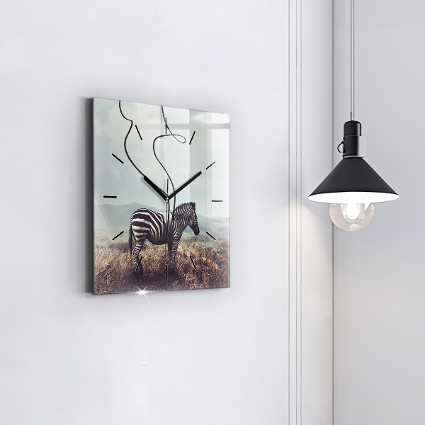 Szögletes fali üvegóra Zebra – Absztrakció