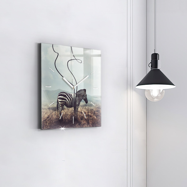 Szögletes fali üvegóra Zebra – Absztrakció