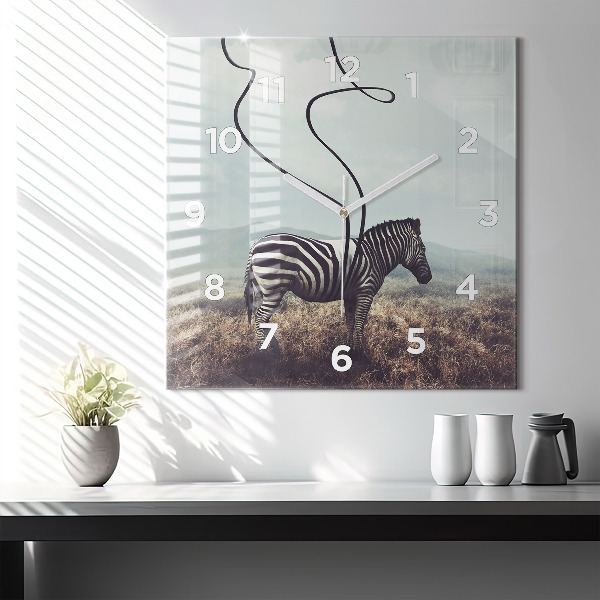 Szögletes fali üvegóra Zebra – Absztrakció