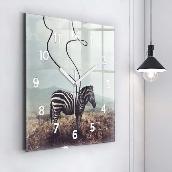 Szögletes fali üvegóra Zebra – Absztrakció