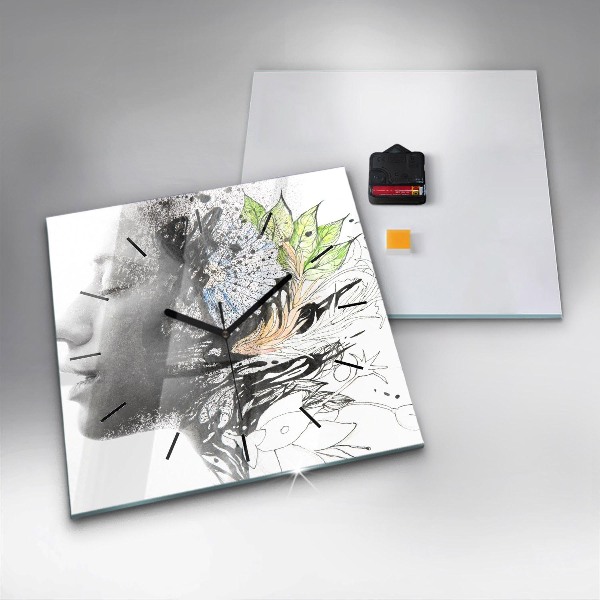 Szögletes fali üvegóra Absztrakt női arc