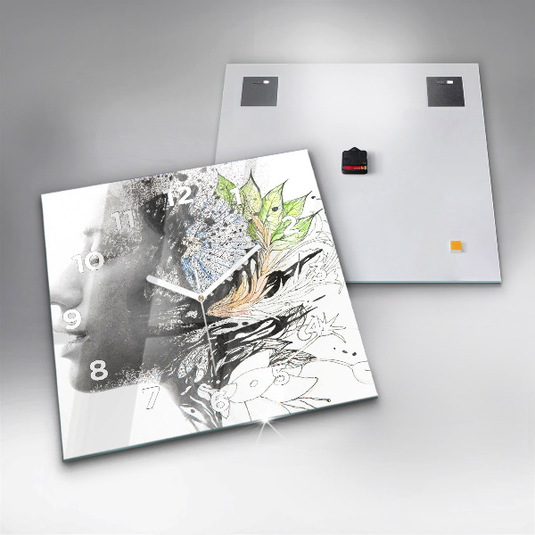 Szögletes fali üvegóra Absztrakt női arc