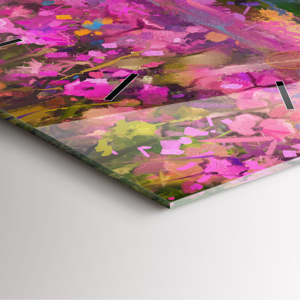 Szögletes fali üvegóra Rét a naplementében