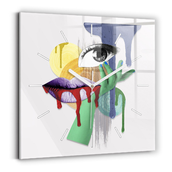Szögletes fali üvegóra Szürrealista kollázs