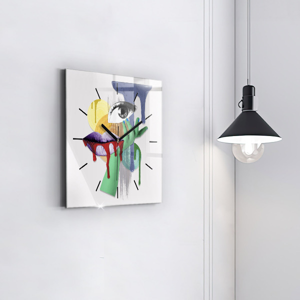 Szögletes fali üvegóra Szürrealista kollázs