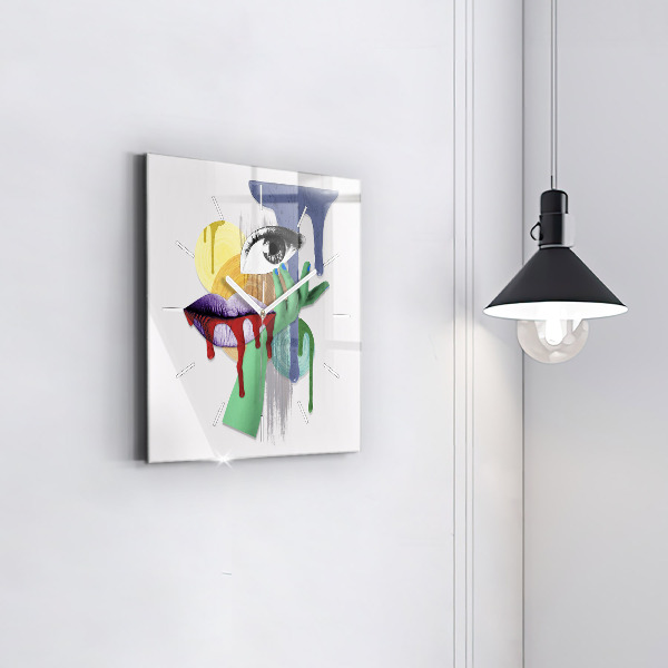 Szögletes fali üvegóra Szürrealista kollázs