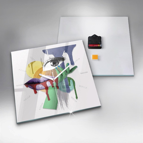 Szögletes fali üvegóra Szürrealista kollázs