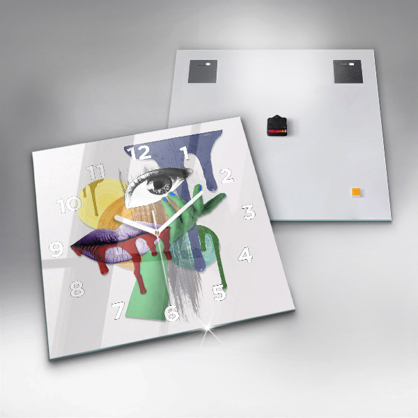 Szögletes fali üvegóra Szürrealista kollázs