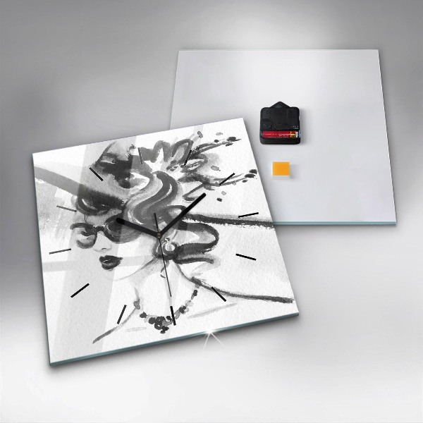 Szögletes fali üvegóra Divatos nő