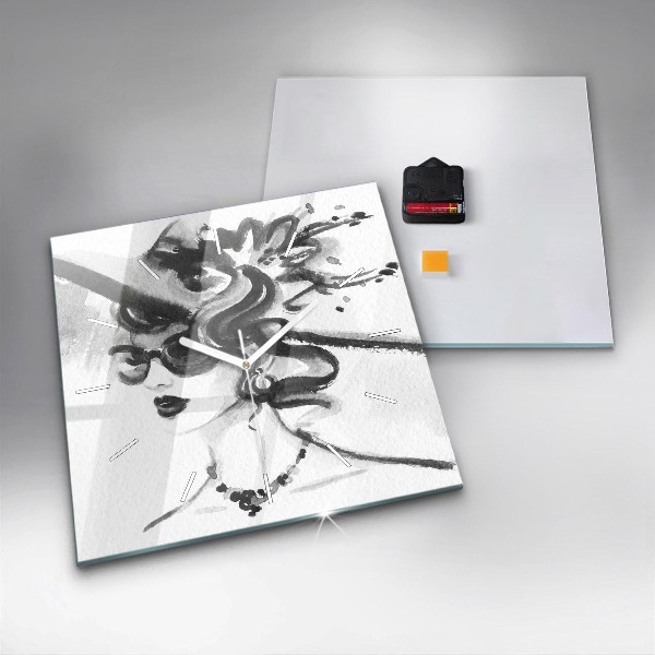 Szögletes fali üvegóra Divatos nő