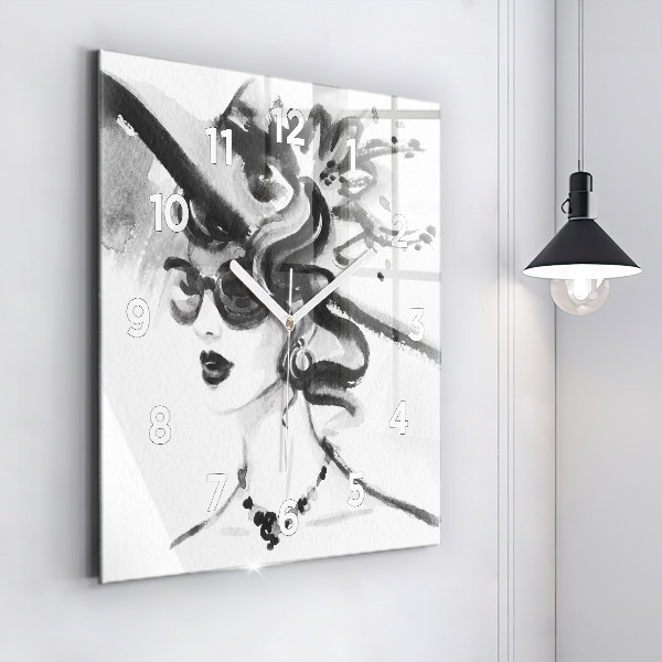 Szögletes fali üvegóra Divatos nő