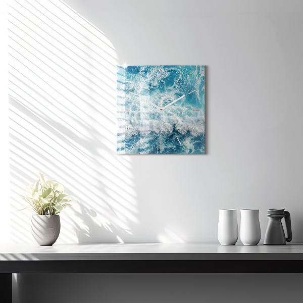 Szögletes fali üvegóra Óceán hullámai