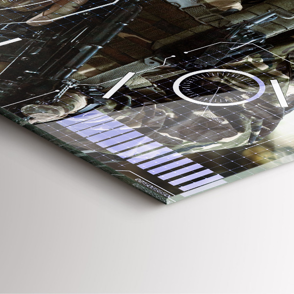 Szögletes fali üvegóra Katona fegyverrel