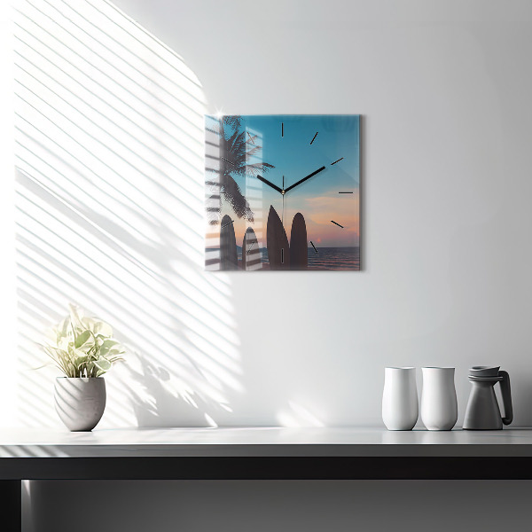 Szögletes fali üvegóra Szörfözés a tengerparton