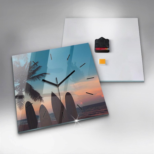 Szögletes fali üvegóra Szörfözés a tengerparton