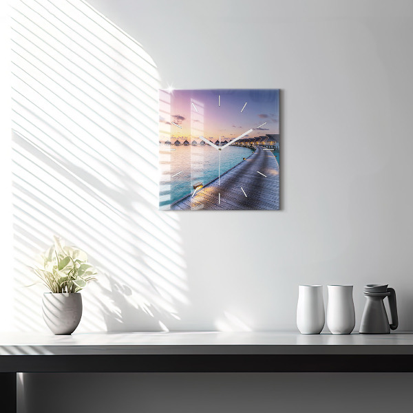 Szögletes fali üvegóra Naplemente Maldív-szigetek