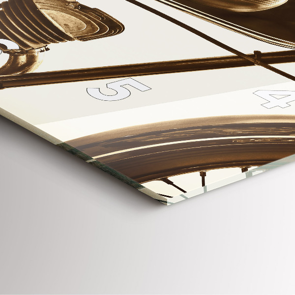 Szögletes fali üvegóra Vintage motorkerékpár szépia