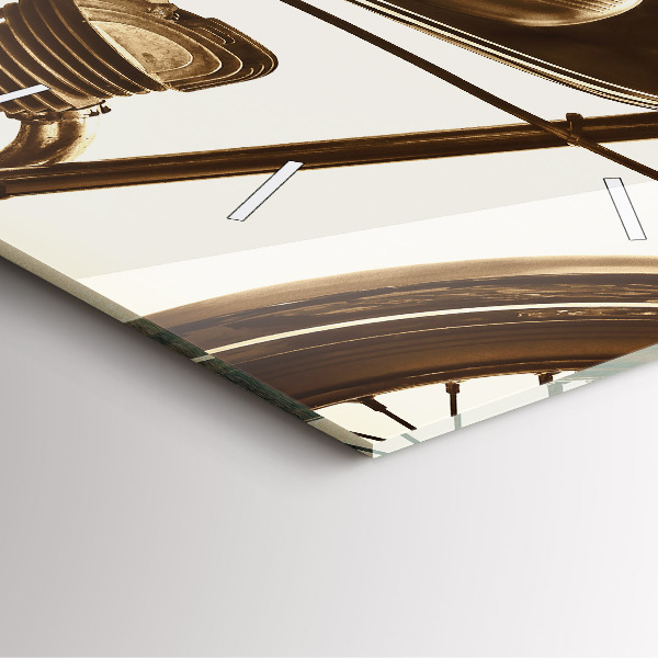 Szögletes fali üvegóra Vintage motorkerékpár szépia