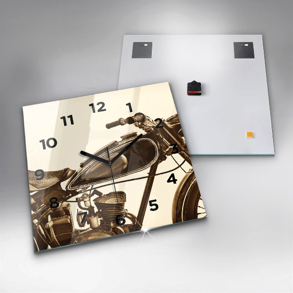 Szögletes fali üvegóra Vintage motorkerékpár szépia