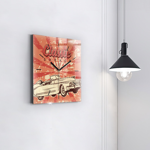 Szögletes fali üvegóra Vintage Retro autó