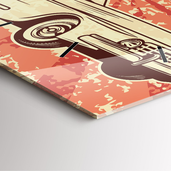 Szögletes fali üvegóra Vintage Retro autó