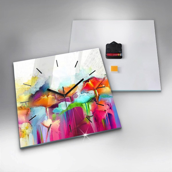 Szögletes fali üvegóra Absztrakt virágok