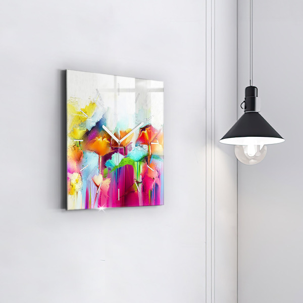 Szögletes fali üvegóra Absztrakt virágok