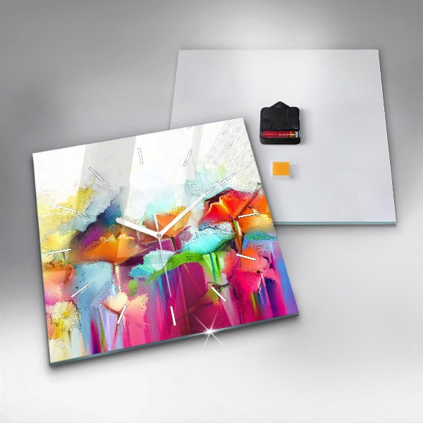 Szögletes fali üvegóra Absztrakt virágok