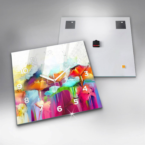 Szögletes fali üvegóra Absztrakt virágok