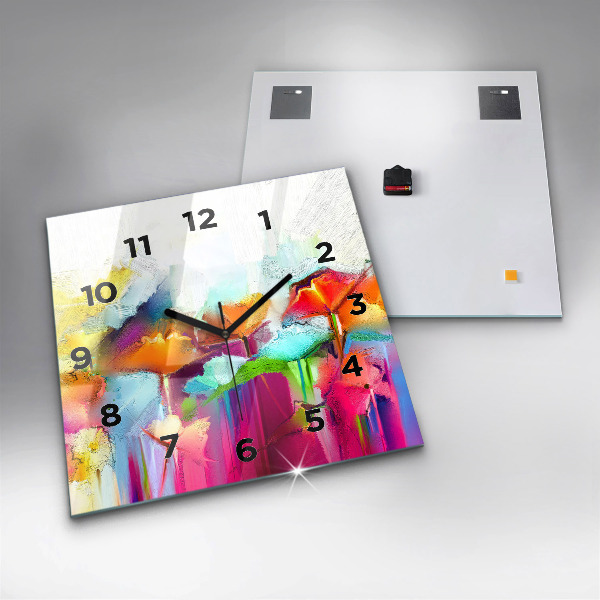 Szögletes fali üvegóra Absztrakt virágok