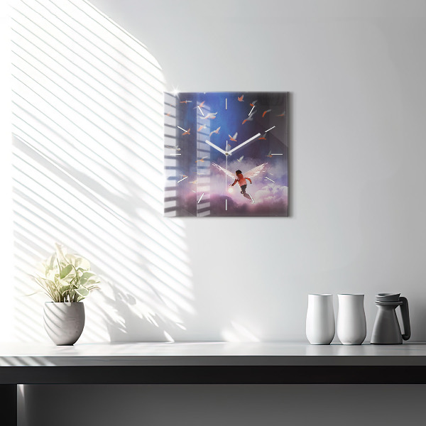 Szögletes fali üvegóra Szárnyú fiú
