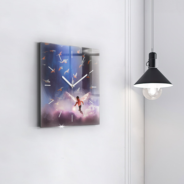 Szögletes fali üvegóra Szárnyú fiú