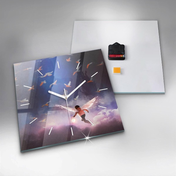 Szögletes fali üvegóra Szárnyú fiú