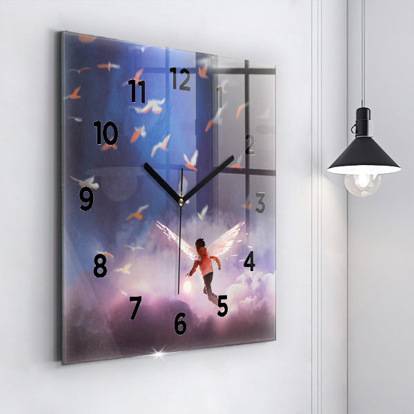 Szögletes fali üvegóra Szárnyú fiú