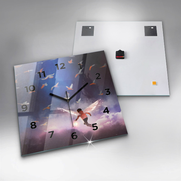 Szögletes fali üvegóra Szárnyú fiú