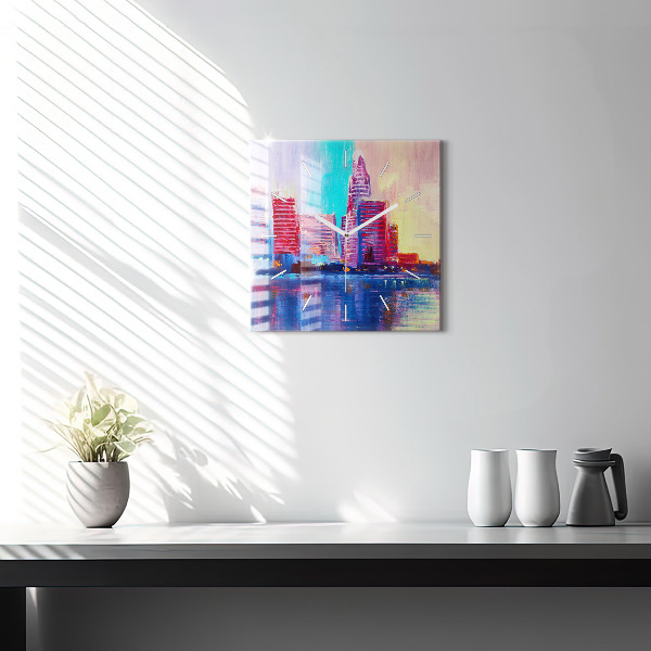 Szögletes fali üvegóra Felhőkarcoló absztrakció