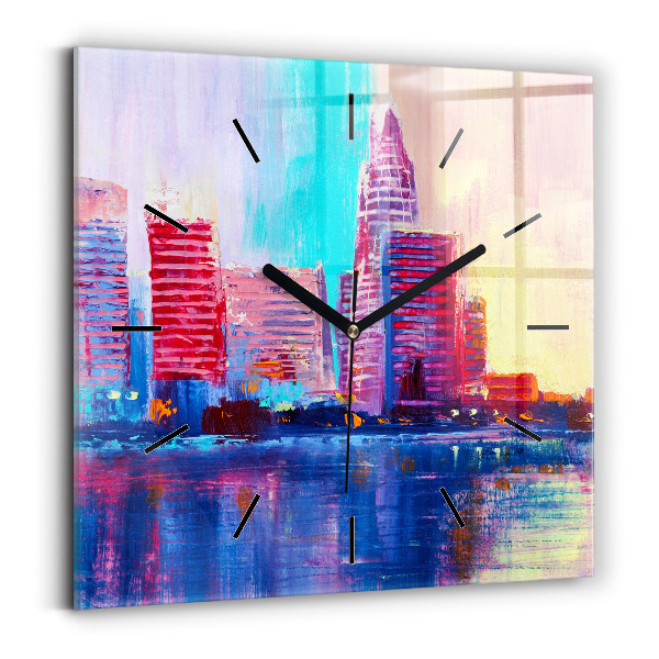 Szögletes fali üvegóra Felhőkarcoló absztrakció