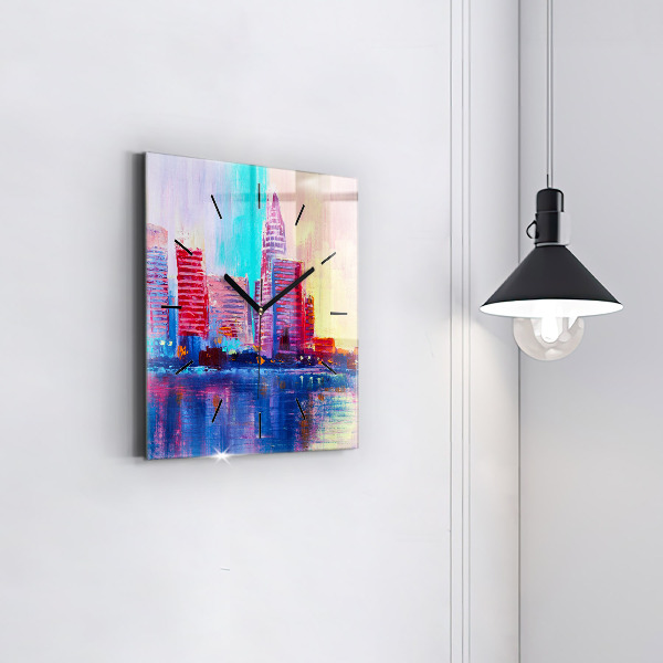 Szögletes fali üvegóra Felhőkarcoló absztrakció