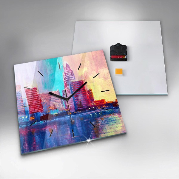 Szögletes fali üvegóra Felhőkarcoló absztrakció