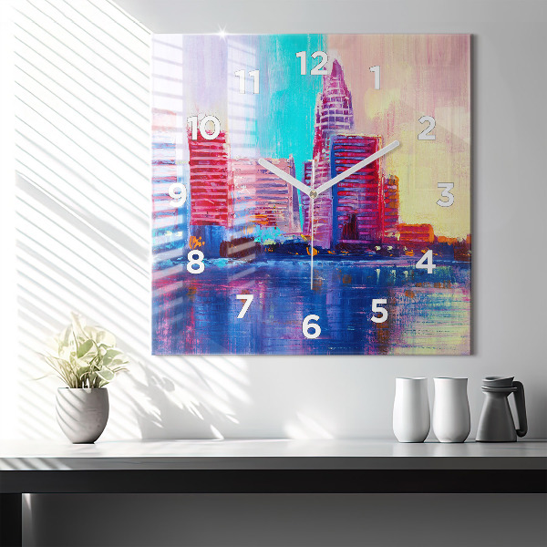 Szögletes fali üvegóra Felhőkarcoló absztrakció