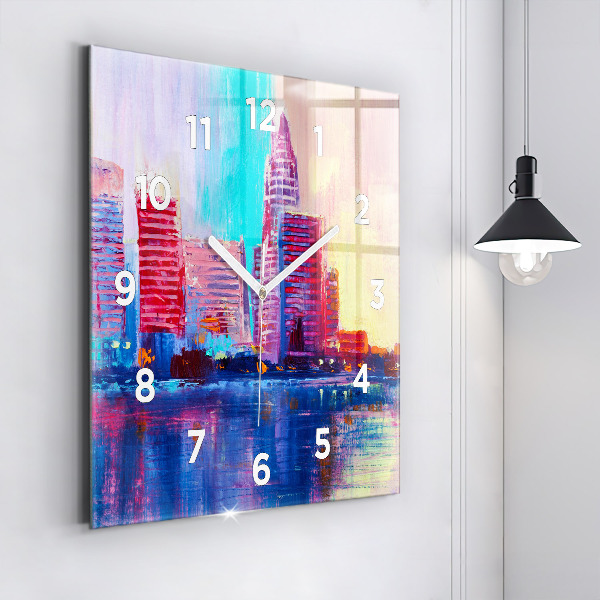 Szögletes fali üvegóra Felhőkarcoló absztrakció