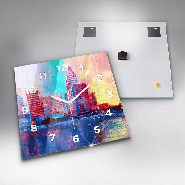 Szögletes fali üvegóra Felhőkarcoló absztrakció