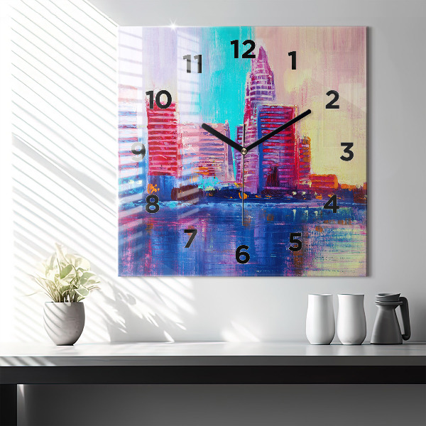 Szögletes fali üvegóra Felhőkarcoló absztrakció