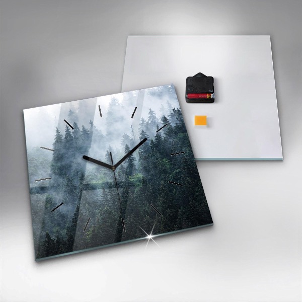 Szögletes fali üvegóra Ködös hegyi táj