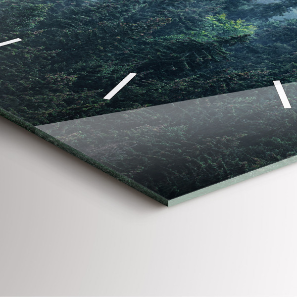 Szögletes fali üvegóra Ködös hegyi táj