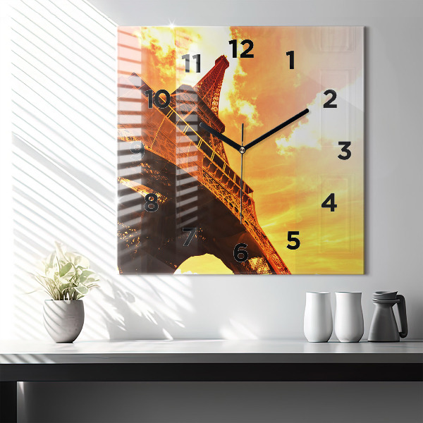 Szögletes fali üvegóra Az Eiffel-torony Párizsban