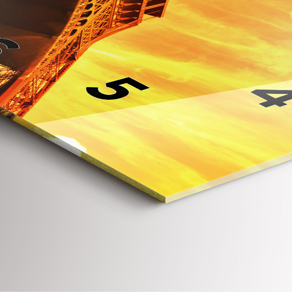 Szögletes fali üvegóra Az Eiffel-torony Párizsban