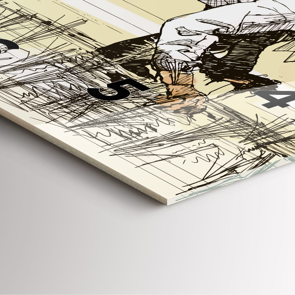 Szögletes fali üvegóra Nő rizst szed